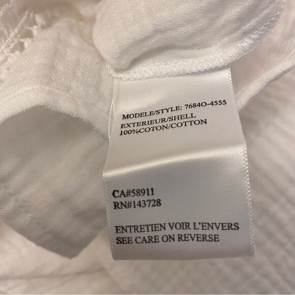 Tribal Jeans Sleeveless Tie Front white cotton muslin gauze Blouse boho Lace S - Picture 7 of 8